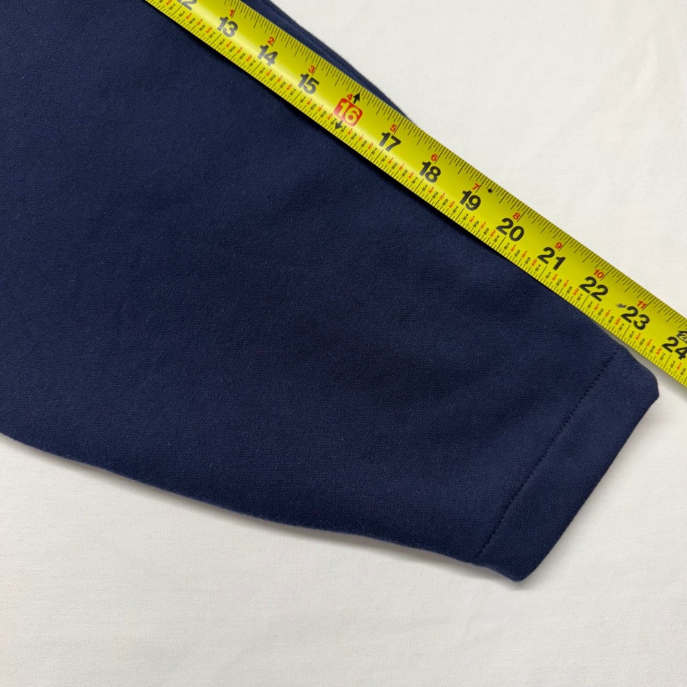 Chan Luu Pinch Waist Cardigan 1 Navy Cotton Fleece Hook Eye Balloon Sleeve - Picture 12 of 12